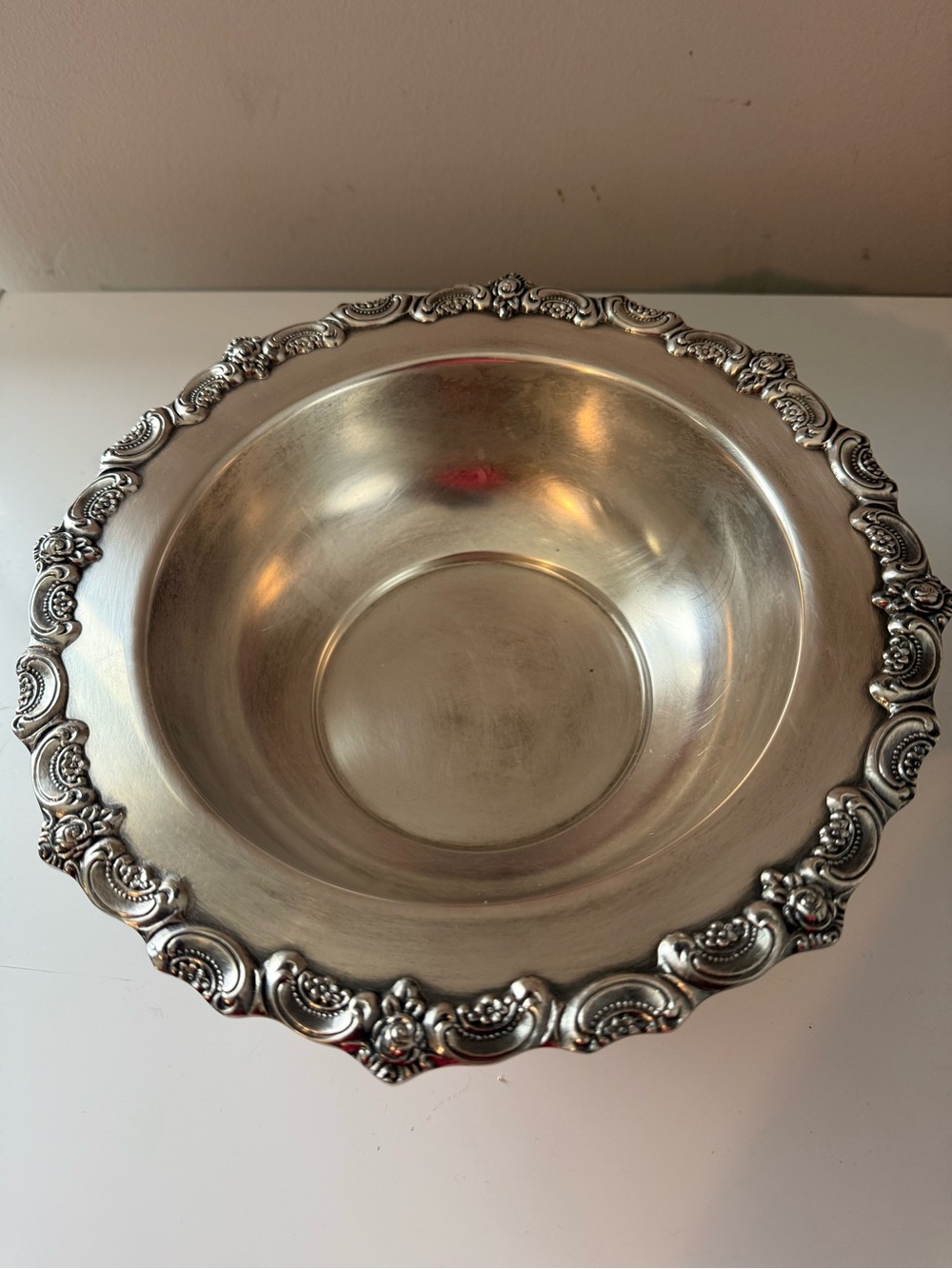 Ornate Silver-Tone Decorative Serving Bowl - Elegant Home Dining Accent